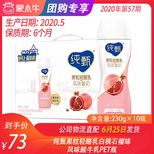 【团购】纯甄果粒轻酪乳白桃石榴味风味酸牛乳PET瓶230g×10瓶 商品图0