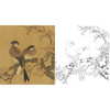 工笔画白描底稿明清花鸟《梧桐双鸟图》斗方小品册页-多种白描尺寸可选-MQ08 商品缩略图0