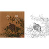 工笔画白描底稿明清花鸟《鹌鹑百花图》斗方小品册页-多种白描尺寸可选-MQ02 商品缩略图0