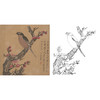 工笔画白描底稿明清花鸟 陈洪绶 梅花小鸟图 斗方小品册页 MQ01 商品缩略图0