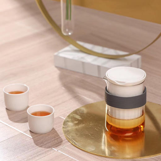 研物坊丨清影 旅行茶具 1壶2杯1茶漏1旅行包 墨灰/酒红/褐棕/黛蓝 四色可选 商品图2