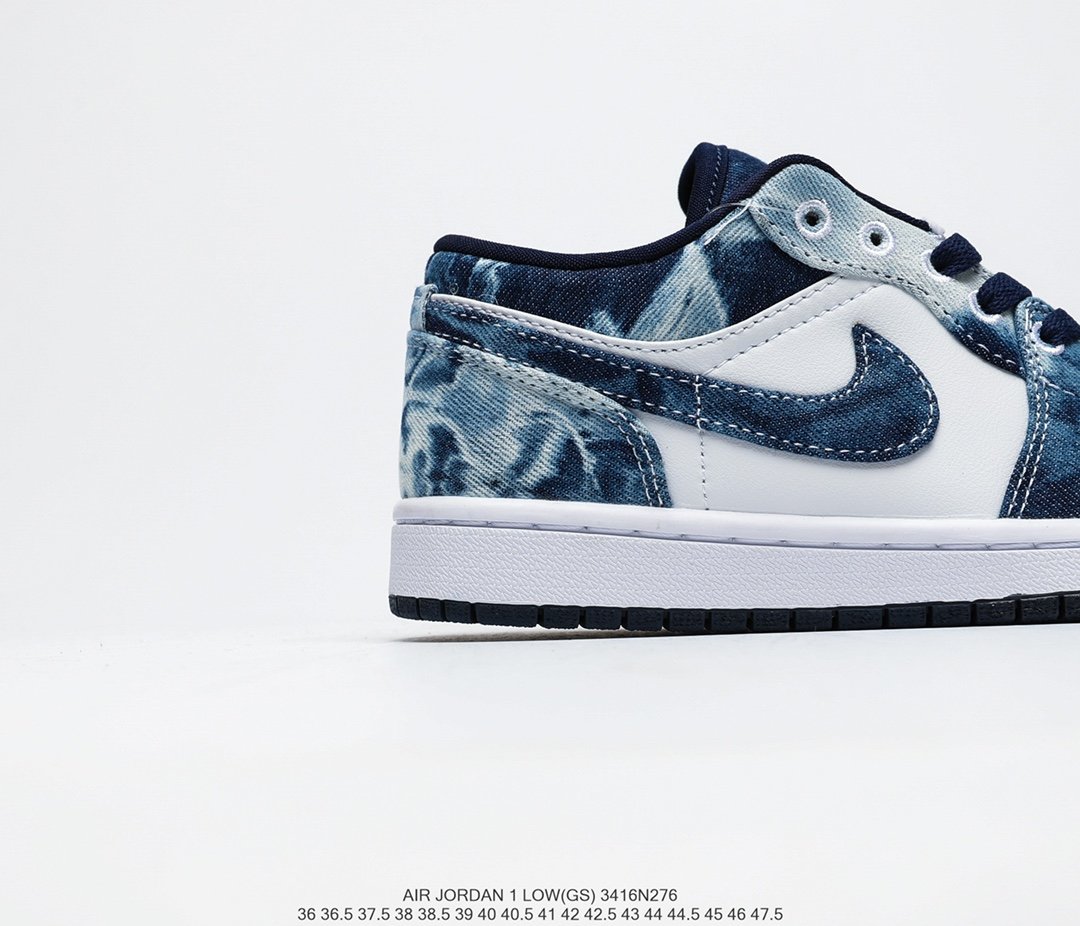 运动鞋耐克nikeairjordan1low水洗丹宁aj1低帮时尚休闲时尚百搭舒适