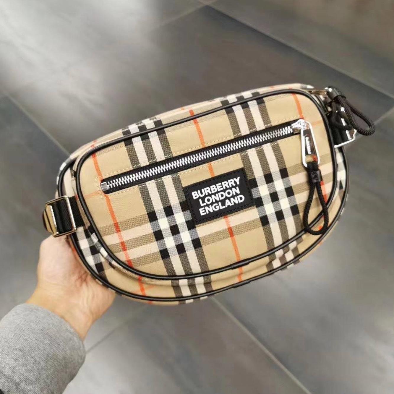 burberry腰包真假对比,burberry围巾真假对比 burberry 格纹徽标拉链腰包 男款28x7x20cm f
