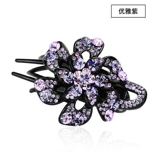 上海旗袍厂LBE-pf103热销发夹鸭嘴夹头饰韩版花朵亚克力一字夹日韩成人彩色水钻盘发器 商品图9