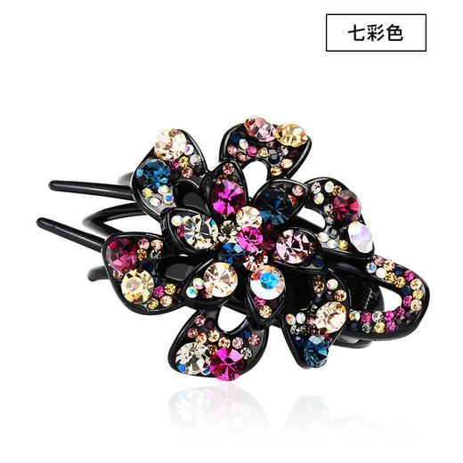 上海旗袍厂LBE-pf103热销发夹鸭嘴夹头饰韩版花朵亚克力一字夹日韩成人彩色水钻盘发器 商品图6