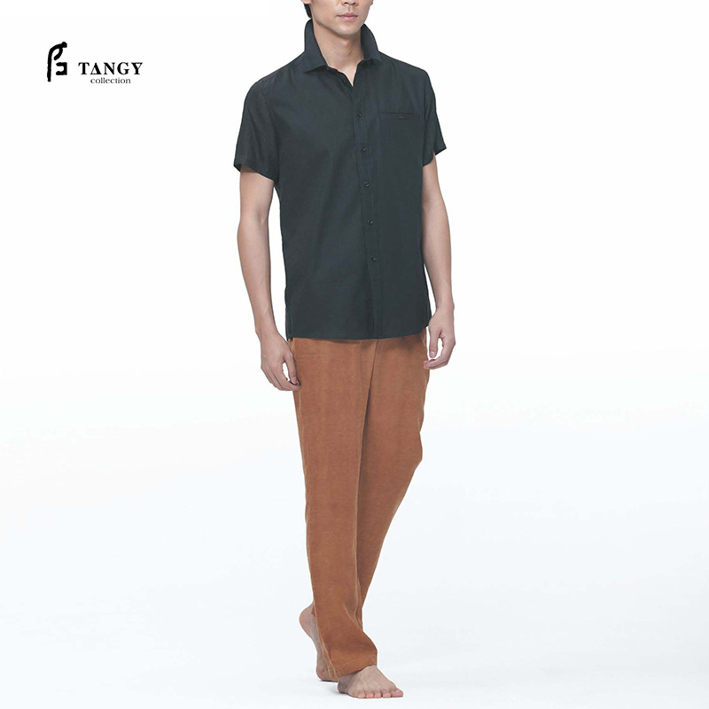 TANGY Collection /天意夏系列茛绸桑蚕丝休闲男士短袖衬衫