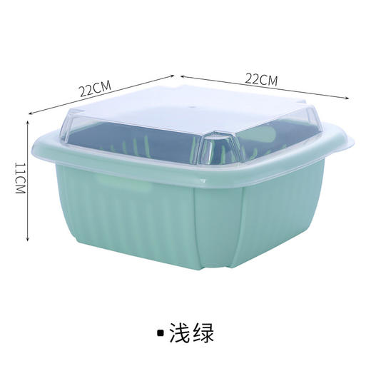 多功能双层带盖收纳篮方形冰箱保鲜盒厨房水果保鲜沥水篮 T3074多色可选  商品图3