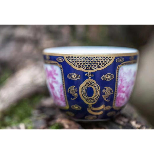 霁蓝描金开窗山水品茗杯 商品图4
