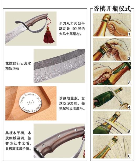限量版意大利威霸大马士革香槟刀 商品图1