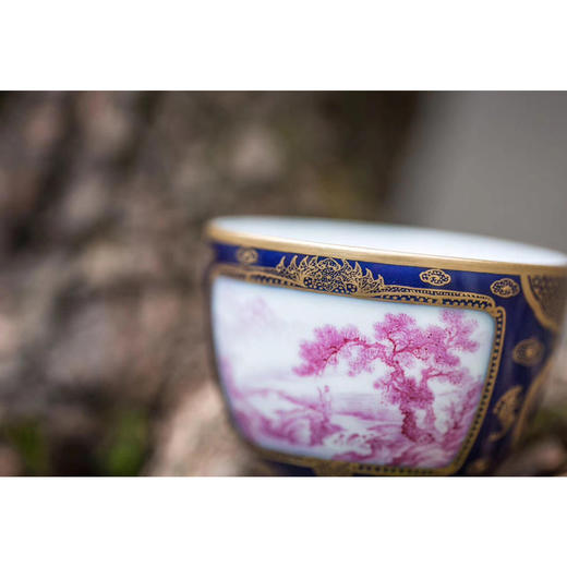 霁蓝描金开窗山水品茗杯 商品图3