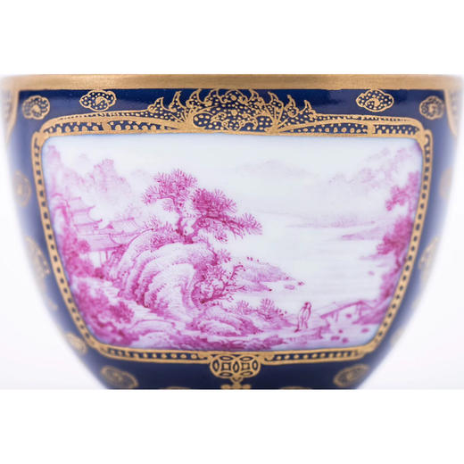 霁蓝描金开窗山水品茗杯 商品图1