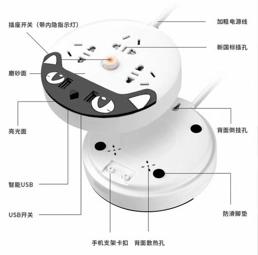 多功能排插，带USB插座手机支架_DX 商品图3