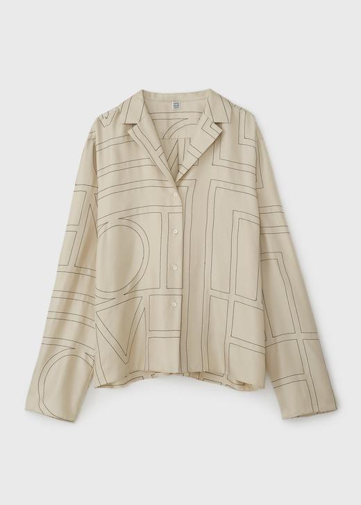 Toteme 20PF 奶油色/黑色 SANVILLE logo真丝衬衫 商品图13