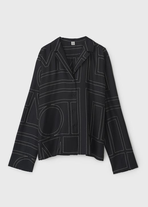Toteme 20PF 奶油色/黑色 SANVILLE logo真丝衬衫 商品图5