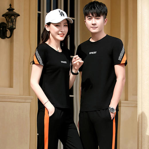 SP-1437732情侣薄款运动套装   短袖长裤运动服 商品图2