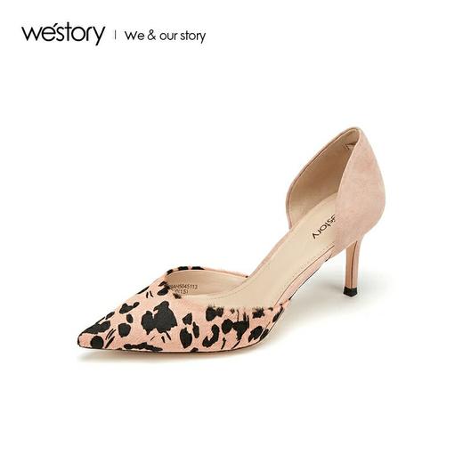 westory2019新款豹纹尖头高跟鞋女甜美性感气质单鞋W29AH50451 商品图0