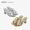 westory2020春夏新款金属色穆勒鞋女水晶粗跟凉拖鞋W29BJ60391 商品缩略图0