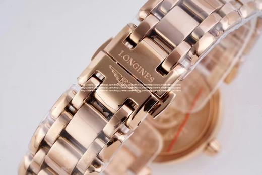 圆润皎洁 精致秀气！品鉴N强女士机械——浪琴表心月系列腕表。【精彩细节】1.腕表尺寸26.5毫米，圆润皎洁的表壳做工出色，散发如正品一般的柔和质感。2.间金镀层——采用18KPVD电镀，并非普通电镀 商品图7