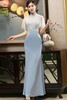 MB-天山雪莲优雅修身，优雅长款钉珠改良版旗袍礼服 商品缩略图3