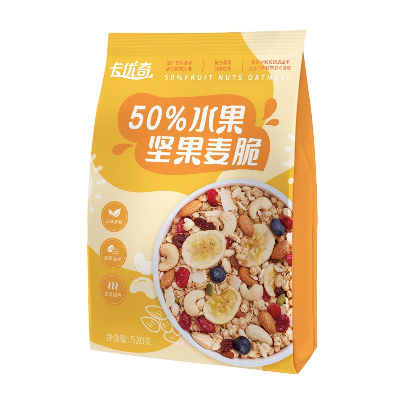 智力卡优奇水果坚果麦脆燕麦片300g早餐速食即食冲饮