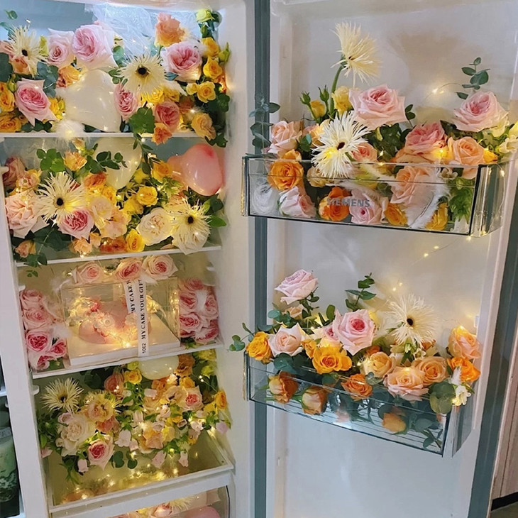 冰箱鲜花玫瑰惊喜浪漫个性定制520情人节告白求婚生日