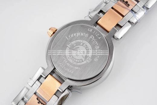 圆润皎洁 精致秀气！品鉴N强女士机械——浪琴表心月系列腕表。【精彩细节】1.腕表尺寸26.5毫米，圆润皎洁的表壳做工出色，散发如正品一般的柔和质感。2.间金镀层——采用18KPVD电镀，并非普通电镀 商品图6