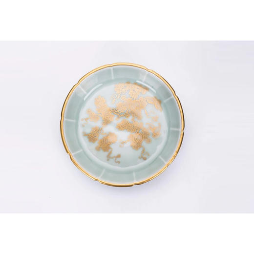 豆青釉描金金瓜蝶 商品图0
