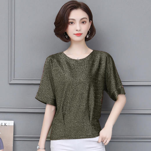 MYW-9955夏季新款网纱亮丝宽松大码打底妈妈装 商品图0