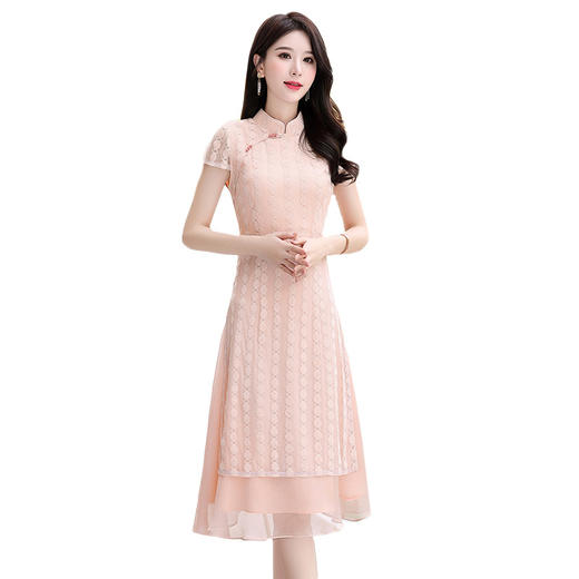 MX-20128高端2020都市休闲女装蕾丝圆领A字连衣裙 商品图4
