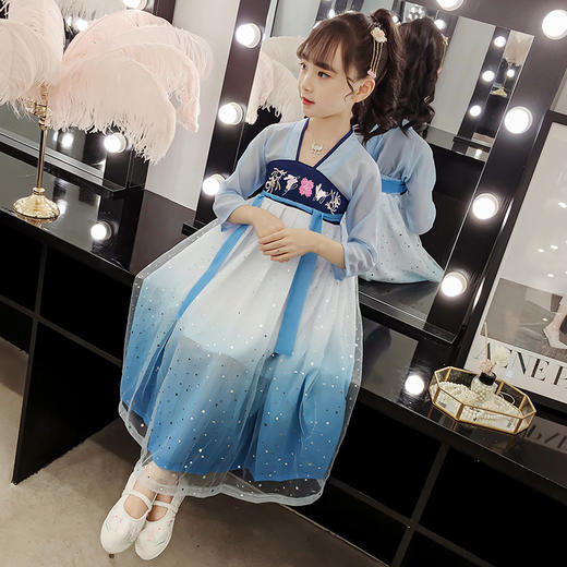 HGY-82078星空玉兔汉服 传统绣花玉兔刺绣古装齐胸襦裙 商品图1