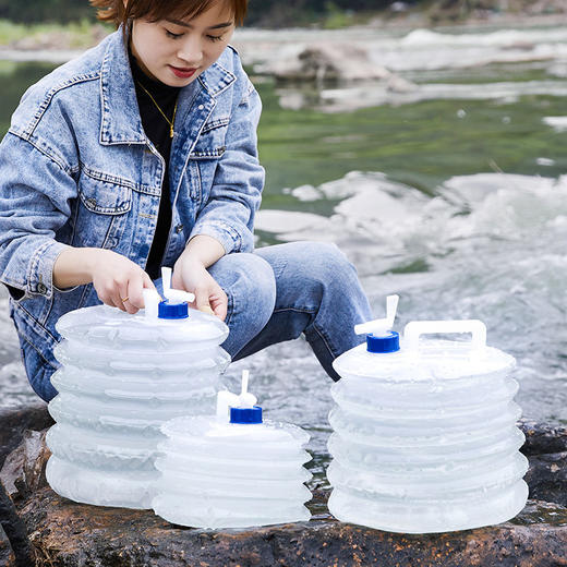户外伸缩3L5L15升折叠水桶大容量带水龙头旅行野营蓄装储车载水桶 商品图2