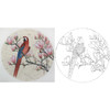 工笔画白描底稿 盘虎杰 圆形花鸟小品 玉兰鹦鹉 HJ04 商品缩略图0