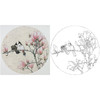 工笔画白描底稿 盘虎杰 圆形花鸟小品 玉兰花 HJ02 商品缩略图0