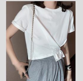 设计感小众短款两穿垫肩短袖