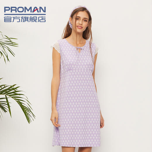 PROMAN/豪门女士印花家居睡裙 春夏新款 大码休闲运动连衣裙 商品图0