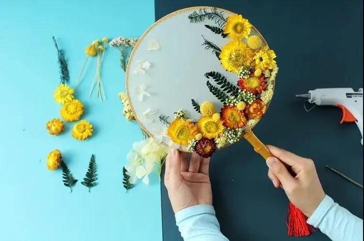 干花团扇diy,玩转东方韵味!