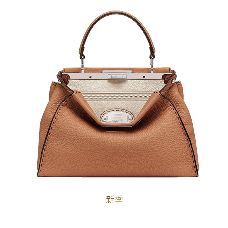 fendi peekaboo iconic 棕色中号徽标手提包 女式