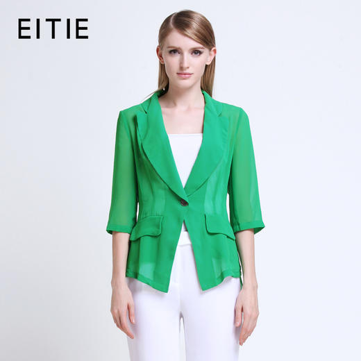 EITIE爱特爱旗舰店女装夏装时尚微透视修身短款西装控薄款外套3903613 商品图0