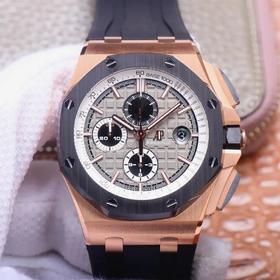 JF爱bi皇家橡树离岸型26416RO计时系列，自动机械机芯，男士腕表，密底，自动机械机芯，皮表带