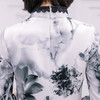 上海旗袍厂BJ-225春夏季新款纺丝长款套装旗袍 日常复古水墨纹改良旗袍连衣裙 商品缩略图3