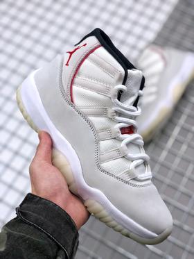 Air Jordan 11 “Platinum Tint” 兔八哥 铂金 白红 aj11 鞋身选以米白色为主色调覆盖，辅以细节处的红色 Jumpman Logo 点缀 货号：378037-016