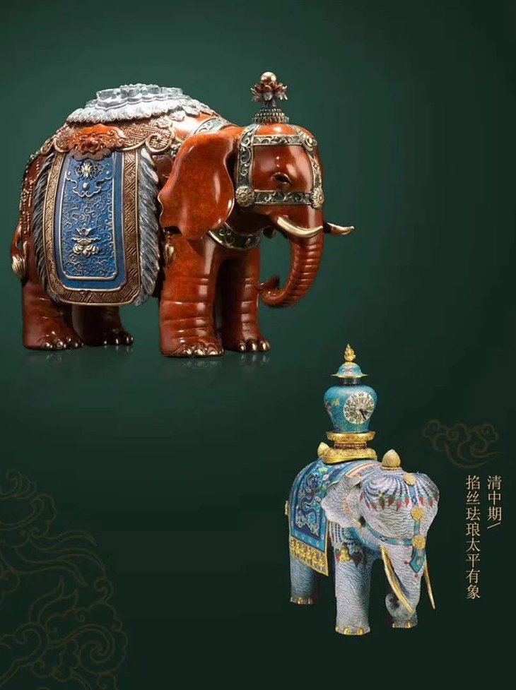 清中期《掐丝珐琅太平有象》,北京故宫博物院藏