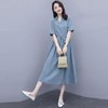 休闲文艺，韩版收腰显瘦中长款棉麻连衣裙HR-SWCS987-1 商品缩略图3