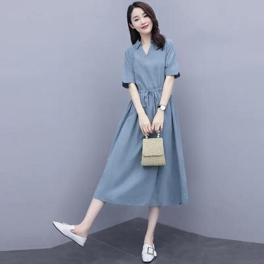 休闲文艺，韩版收腰显瘦中长款棉麻连衣裙HR-SWCS987-1 商品图3