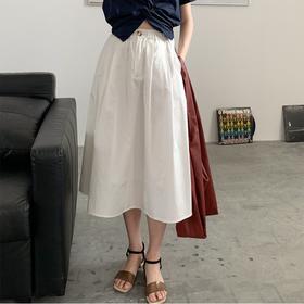 法式简约伞裙中长款半身裙