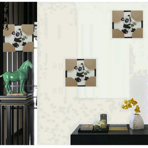 凯崎湘绣 小熊宝宝精品刺绣 纯手工单面绣 客厅装饰 熊猫挂画 装修小挂件 国宝熊猫 错针绣 包装款 商品图0