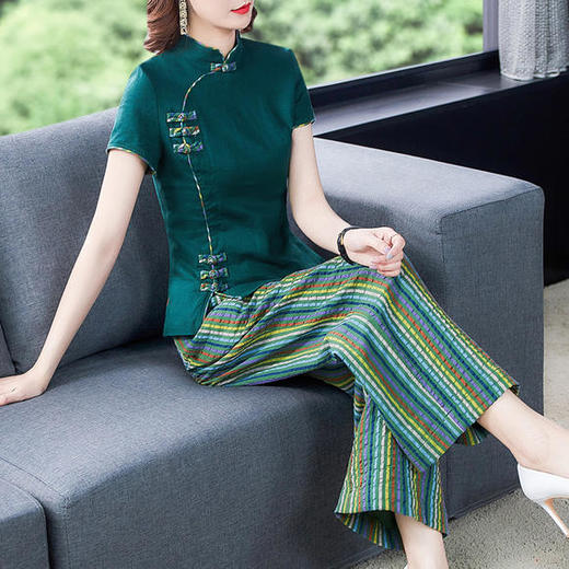 AHM-spgpz2159民族风复古棉麻汉服套装 商品图1