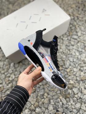 Nike Air Jordan 34 PF AJ34乔丹34代 前后掌Zoom纤维气垫 包裹性 两侧‮侧仿‬翻    货号：CZ7746 008 黑灰爆裂纹 尺码40-46