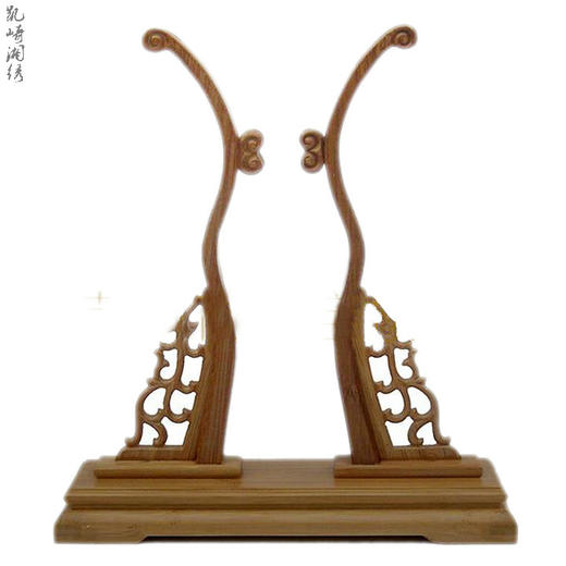 凯崎湘绣 团扇架子 国画扇架 扇撑扇托手把实木展示架 扇子摆件 扇座搭配团扇 黑色多款可选 商品图1