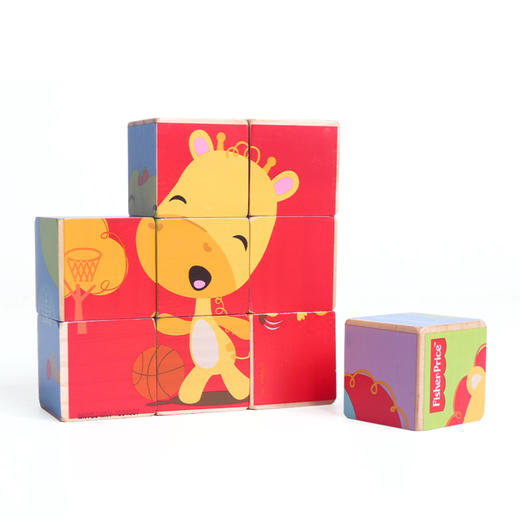 费雪Fisher-Price9粒六面画木质制积木拼装玩具大颗粒拼图幼儿童益智玩具早教礼物 FP1018 九粒六面画新款 商品图0
